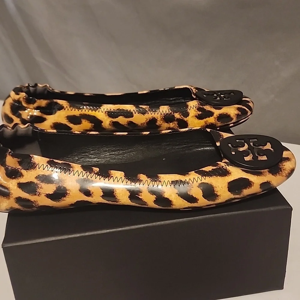 Tory Burch Brown and Black Leopard Flats